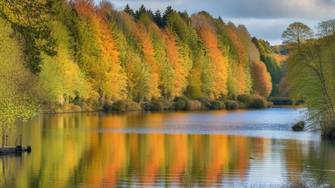 Staffordshire fishing lake in autumn